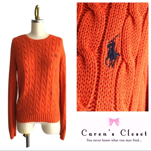 Ralph Lauren Sweaters - Ralph Lauren Orange Crew Neck Cable Knit Sweater.